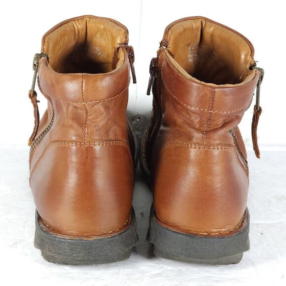 Miz Mooz Women's Pleasant US9,5 EU40 Brown Leather Ruched Side Zip Ankle Boots - Picture 10 of 14